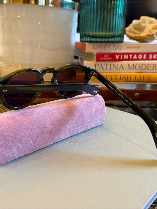 Oliver Peoples dark green round sunglasses with brown lenses main image 5